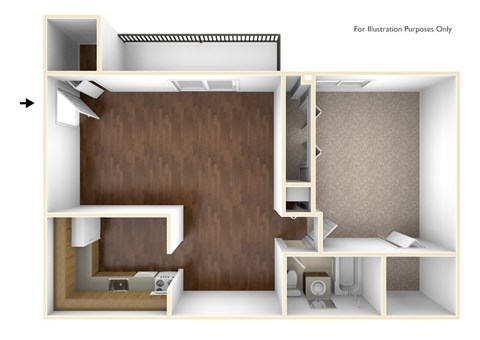 1 Bed 1 Bath Floor Plan at Rolling Green Apartments, Massachusetts